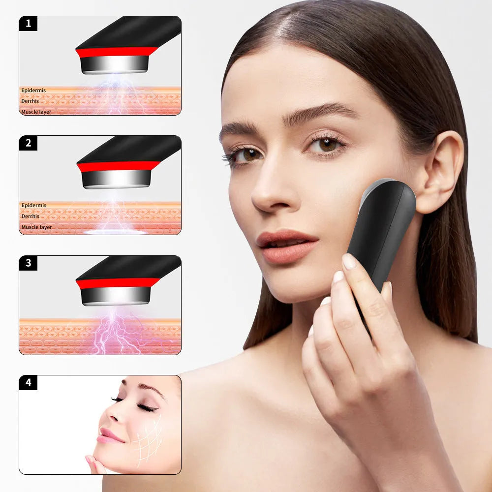 Black 7 colour light vibration face red blue light eye massager with inductive controls