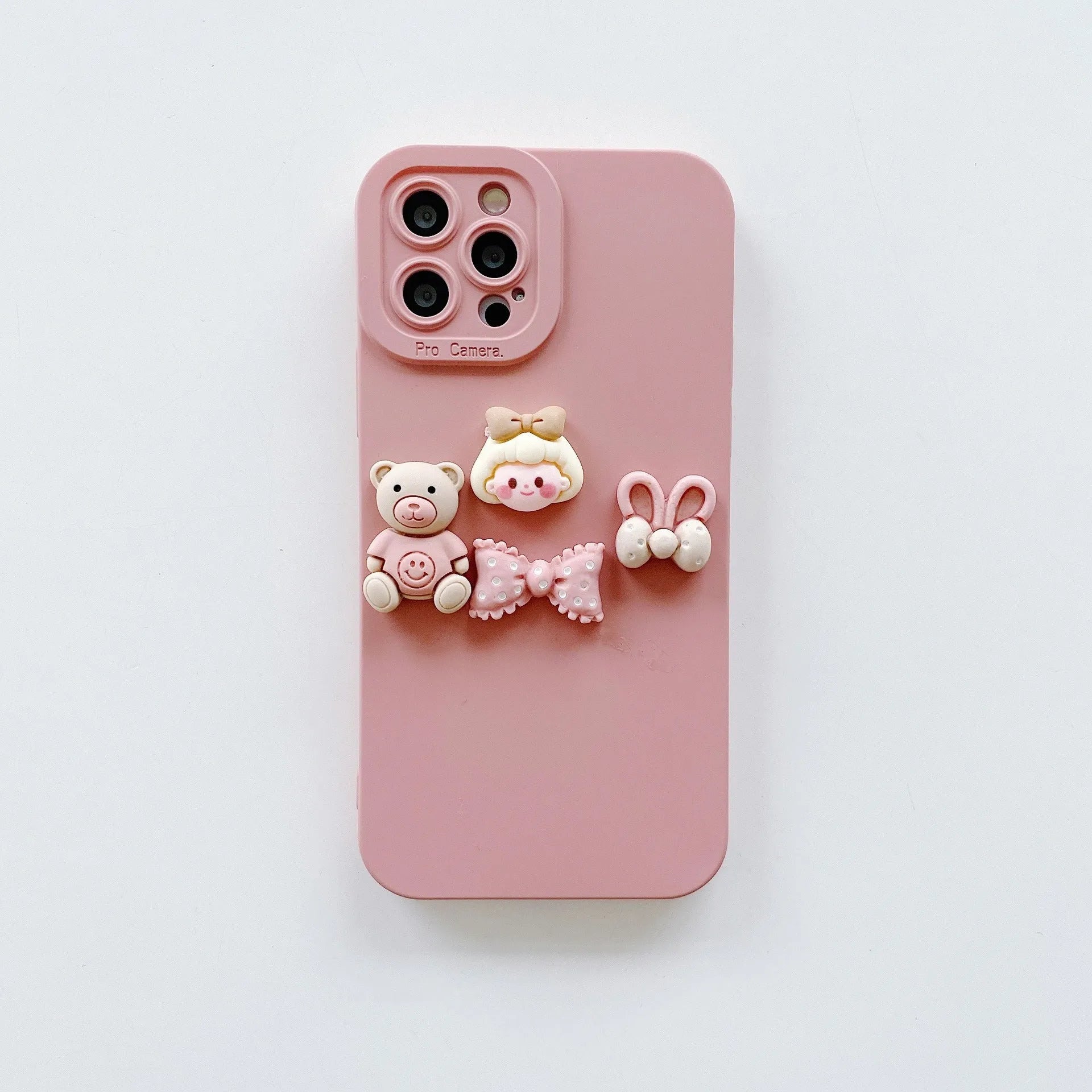 Women's 3D doll bear decorative TPU phone case with butterfly bear design for iPhone 13 Pro Max
