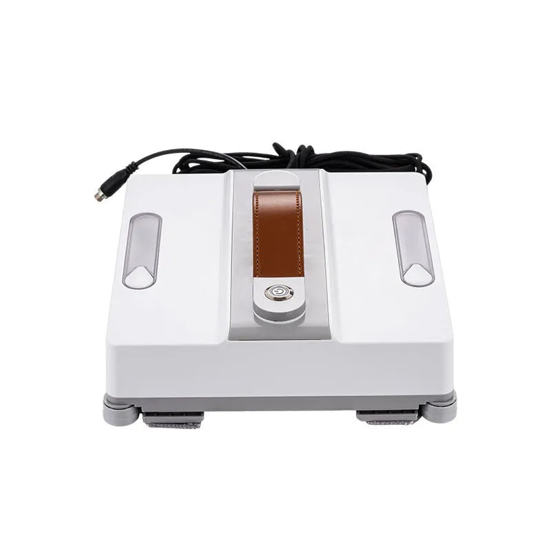 White intelligent window cleaning robot for high-rise buildings with electric motor