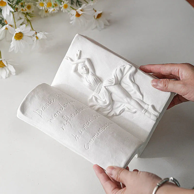 Ceramic book stand in modern simple style with glazed surface, shown in one of four colour options
