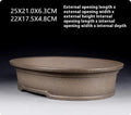Handmade antique oval purple sand bonsai pot for succulents, measuring 25cm by 21cm.