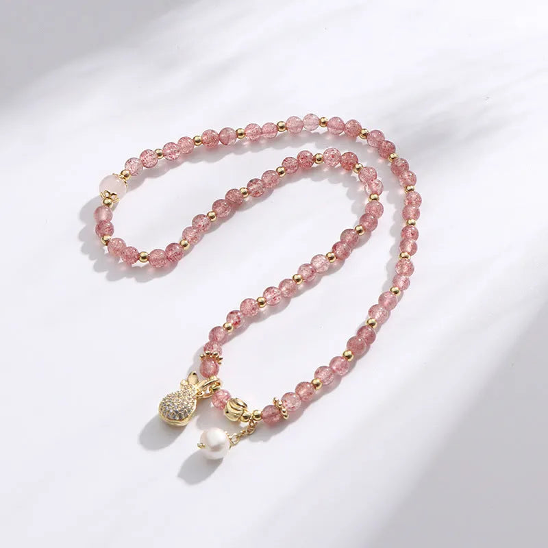 Women's geometric strawberry quartz crystal bracelet for money drawing and luck changing