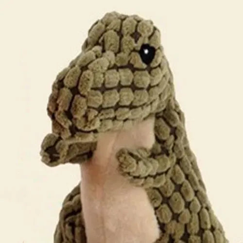 Grey green orange sound-emitting dog chew toy resistant to biting for puppies and large dogs