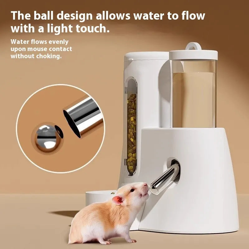 Hamster automatic drinking water feeder in white, gravity-fed kettle design for small pet cage