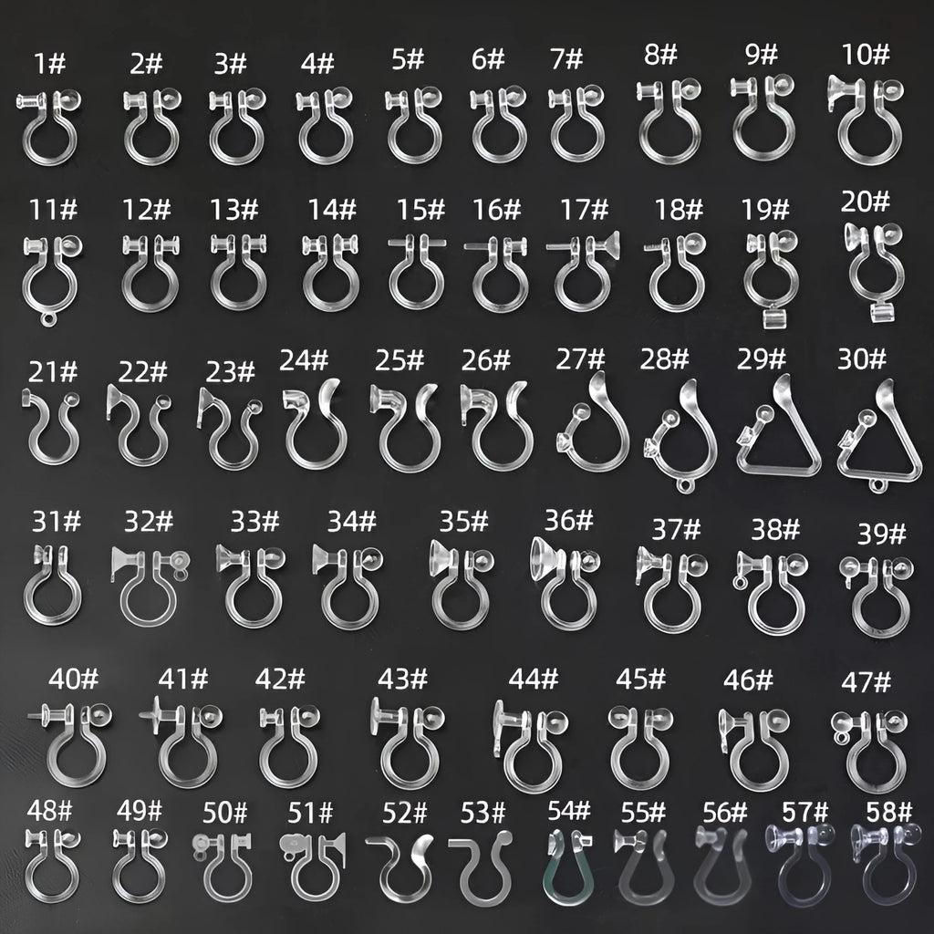 Transparent plastic resin U-shaped earring converter clip for studs to clip-on, unisex fashion OL style