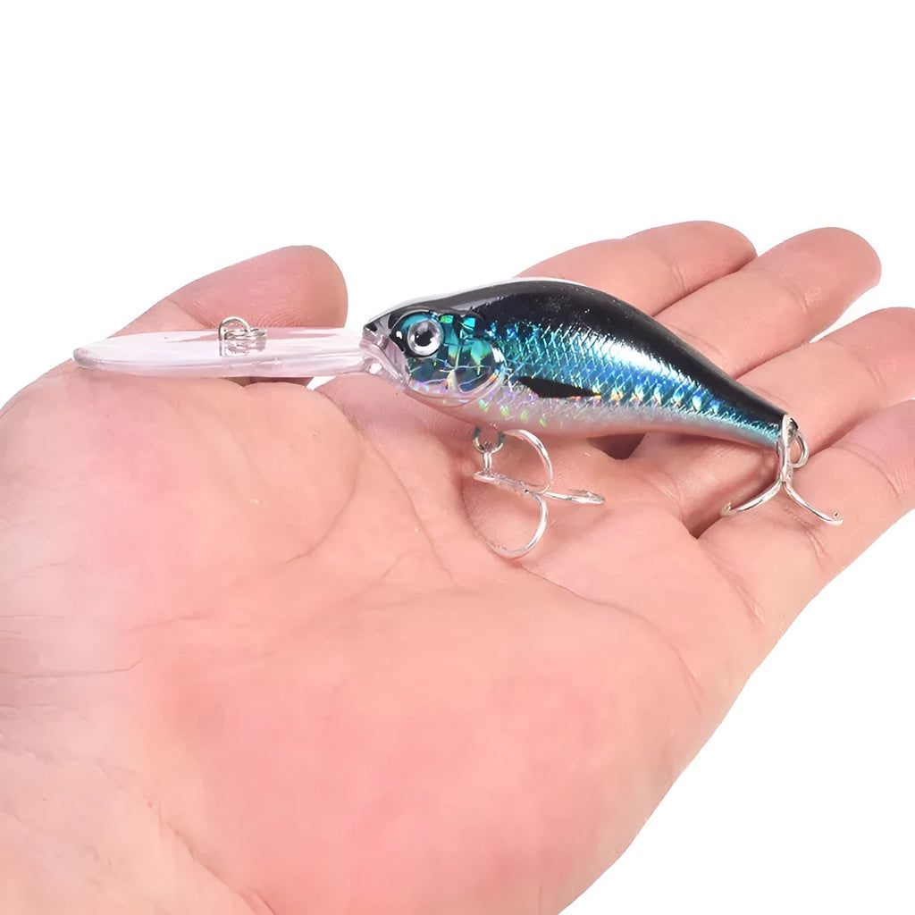 Little Fat Man deep diving minnow fishing lure in one of five colours, showing 10.5cm length.