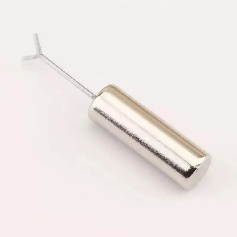 Manicure magnet suction love cat eye series tool with cylindrical 9x30mm metal magnet and Y-shaped bracket on white background