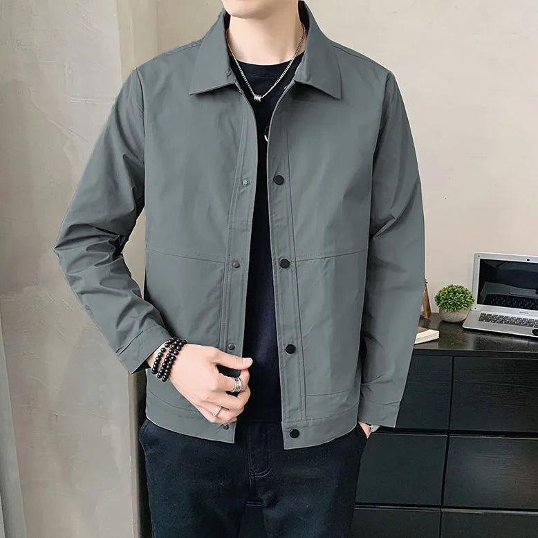 Men's Korean style lightweight single-layer jacket in neutral colours