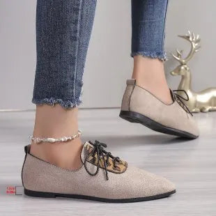 Beige leopard print women's pumps with pointed toe and high heel in plus sizes