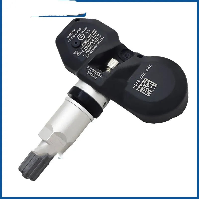 Black tyre pressure monitor for Audi cars with wireless valve-mounted sensor design