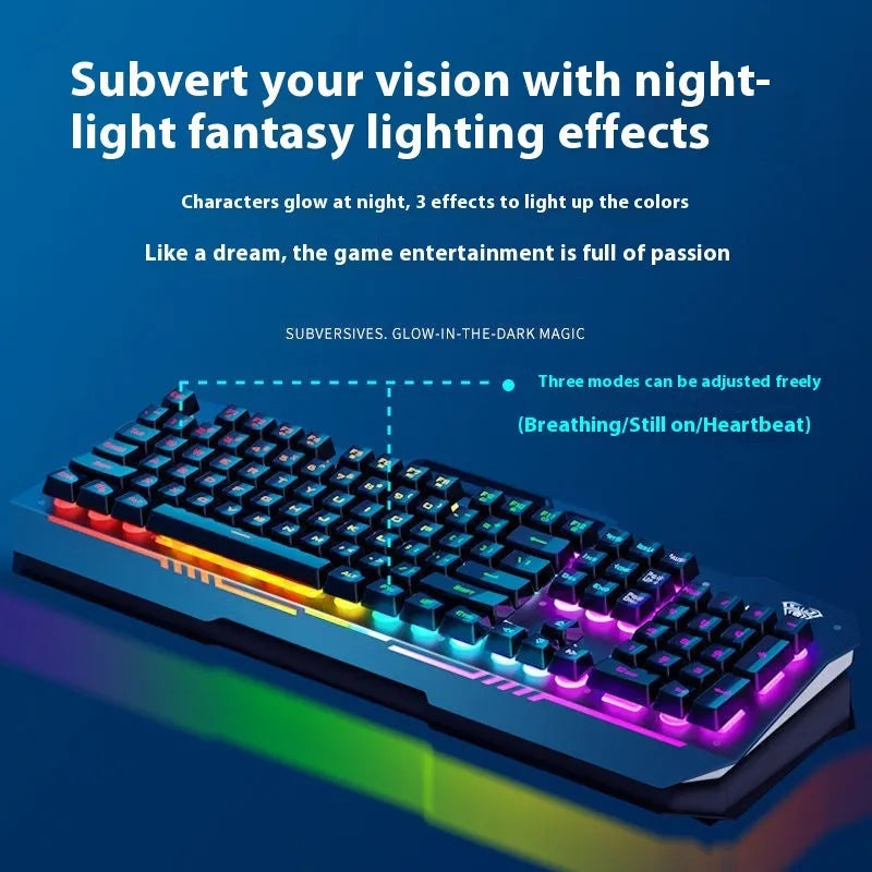 F3010 mechanical keyboard gaming bundle with metal construction and matching mouse and headset