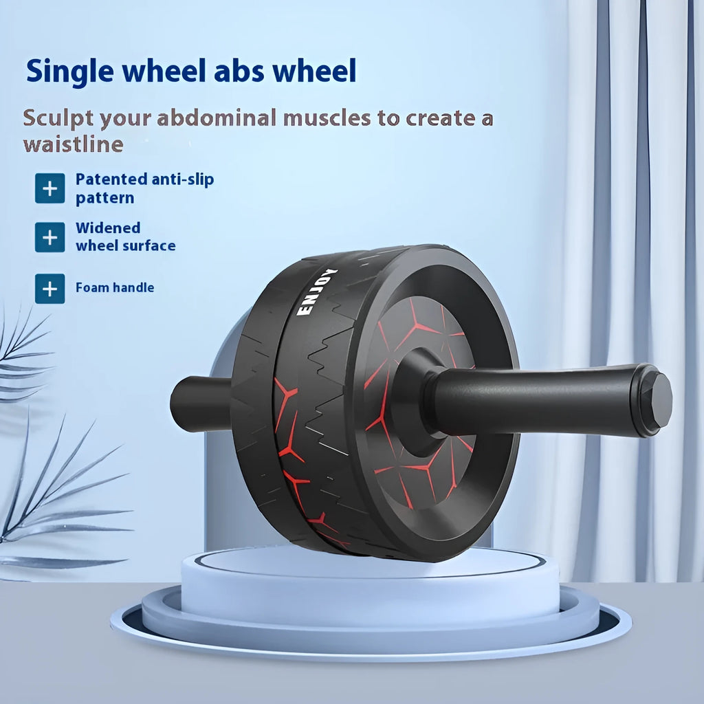 Wheel abdominal muscle roller fitness equipment with handles, available in flame red colour for core exercise