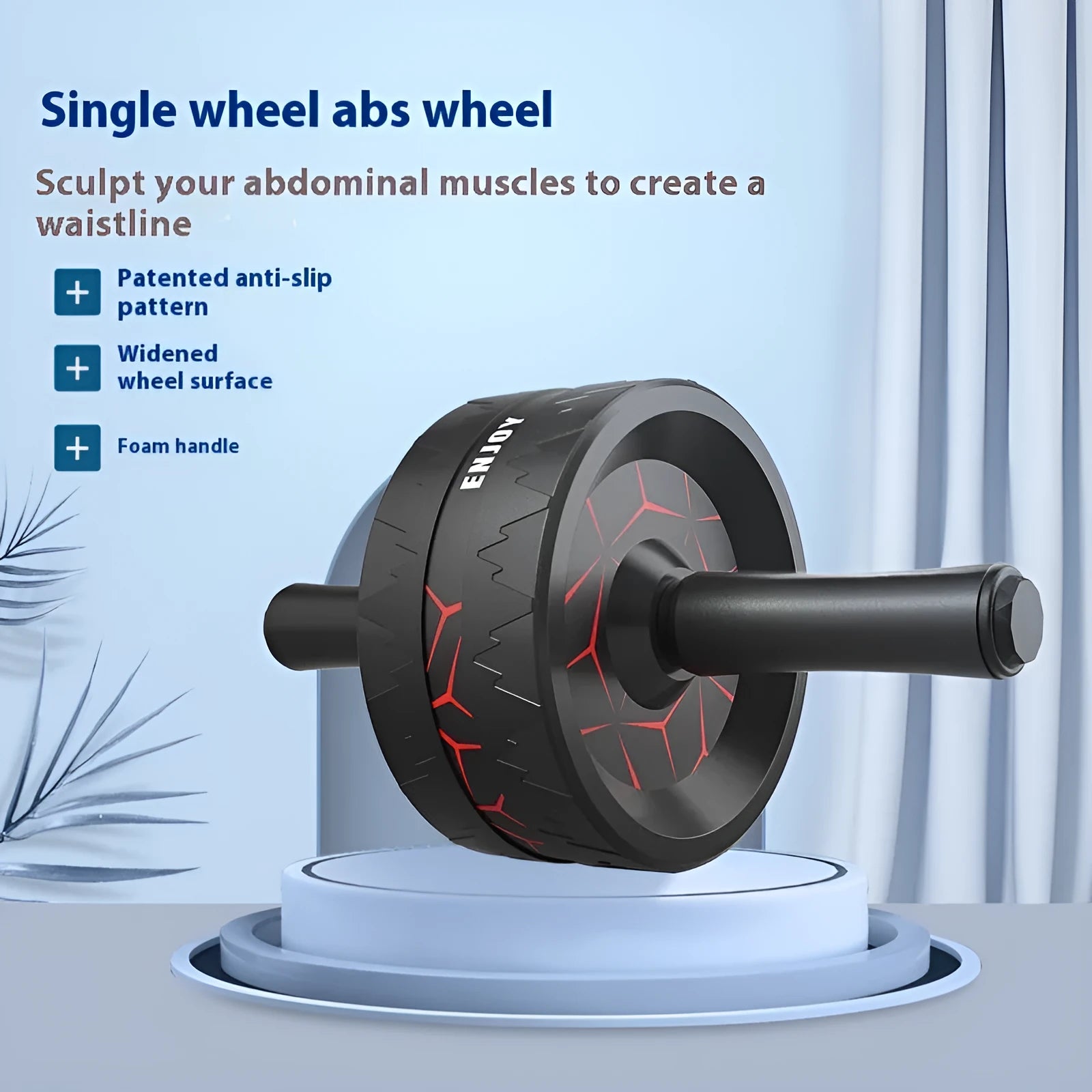 Wheel abdominal muscle roller fitness equipment with handles, available in flame red colour for core exercise