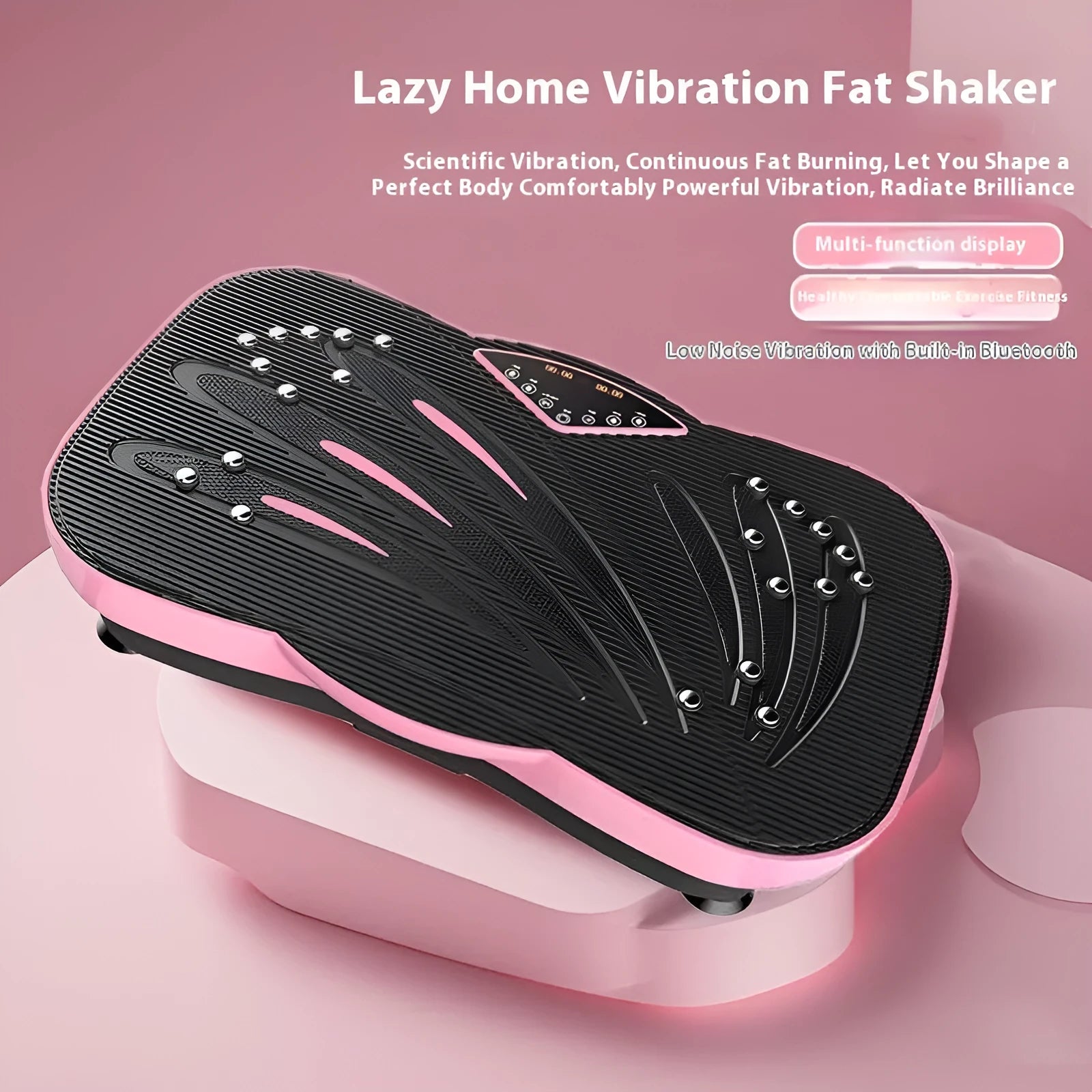Multifunctional home power plate in black with smart remote control and high-frequency vibration