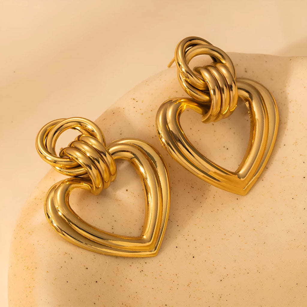 Stainless steel earrings for women electroplated geometric simple style 0730 on a white background