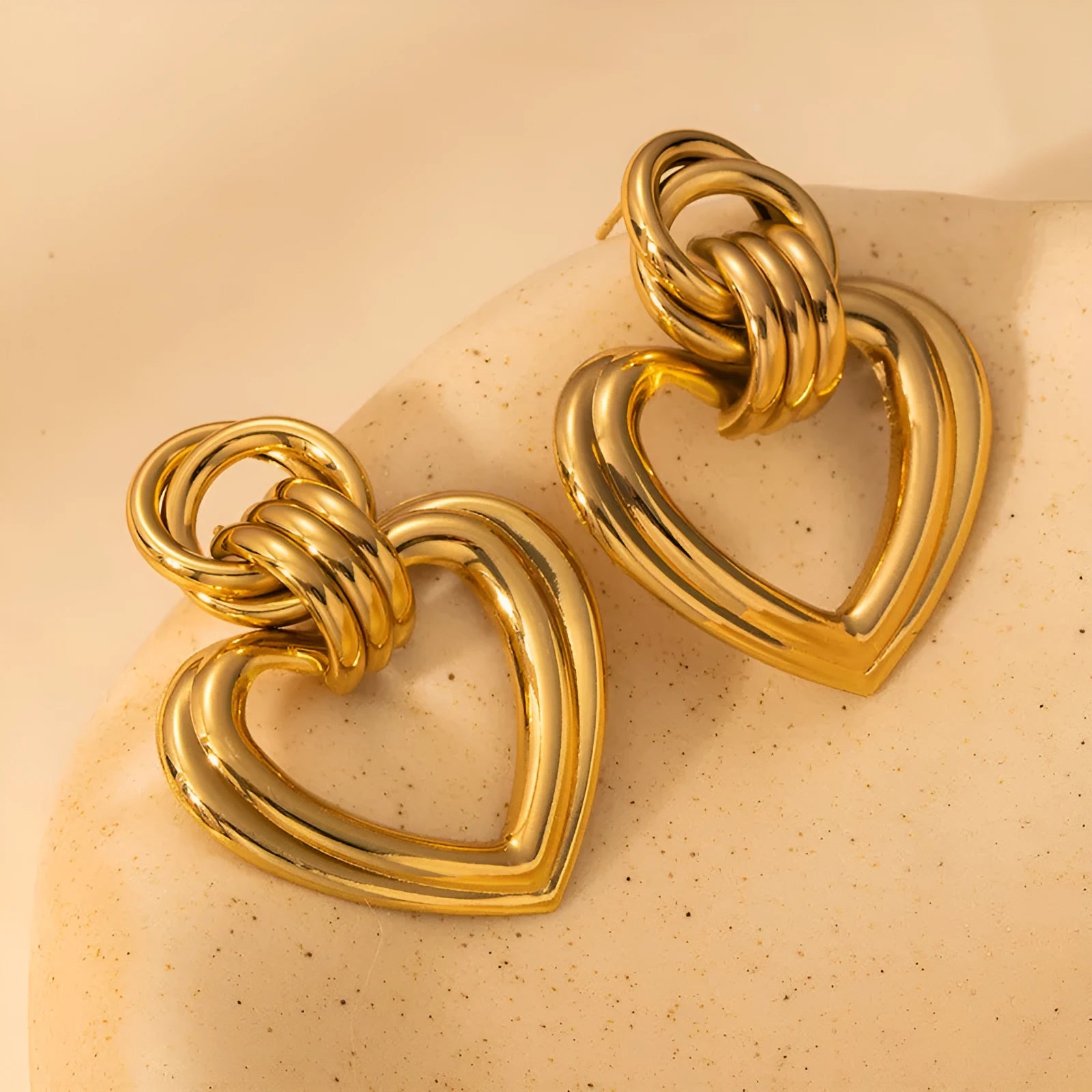 Stainless steel earrings for women electroplated geometric simple style 0730 on a white background