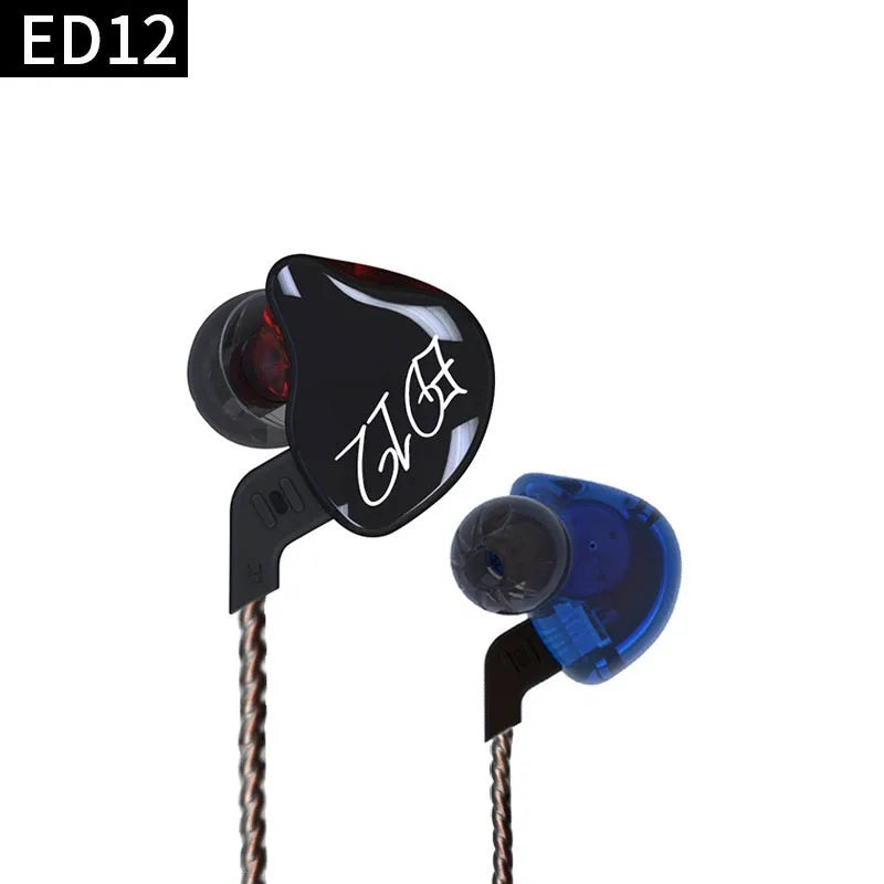 In-ear wired headphones subwoofer HIFI with microphone and 3.5mm L-bend plug on a flat surface