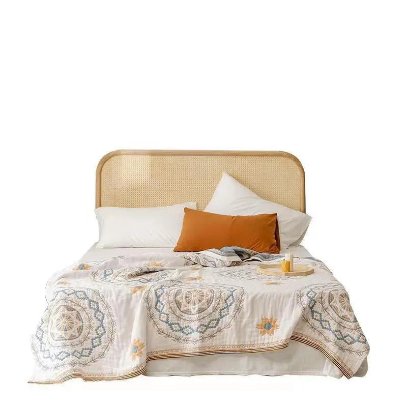 Geometric pattern cotton towel blanket shown in a modern simplicity style.