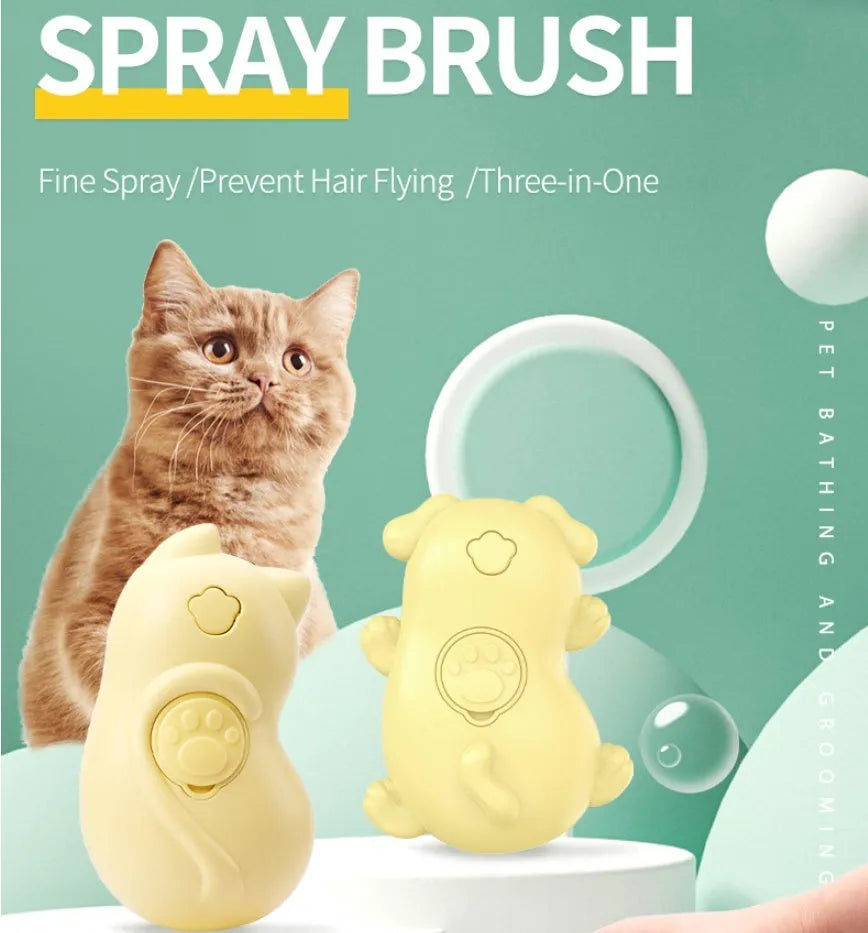 Yellow electric pet massage cleaning brush with ABS silicone bristles, measuring 6.5cm x 11.3cm