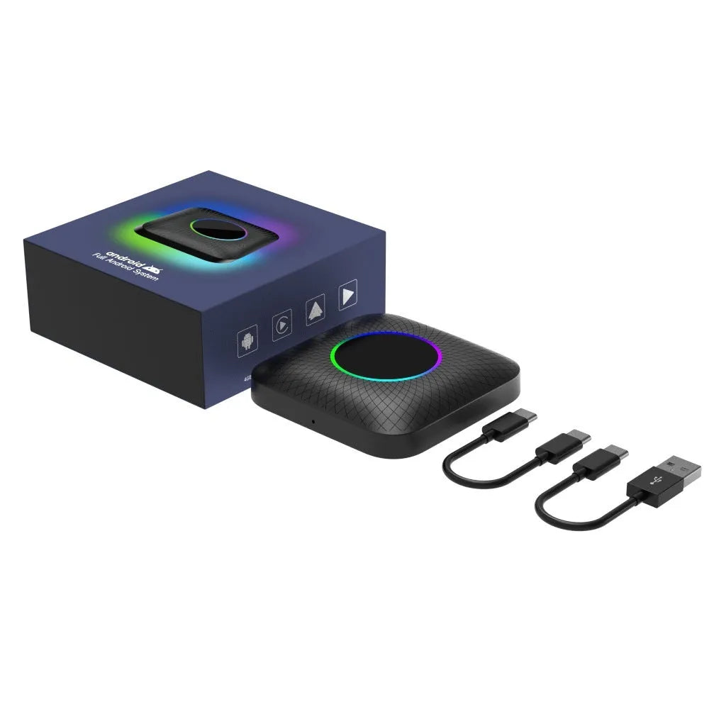 Tbox-Led Wireless Carplay Moxibustion Box Android 13 adapter 78.6x78.6x18.5mm for wired CarPlay cars