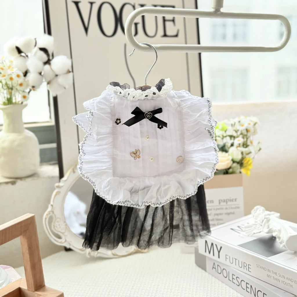 White polyester princess style waltz gauze skirt for small dogs on size chart