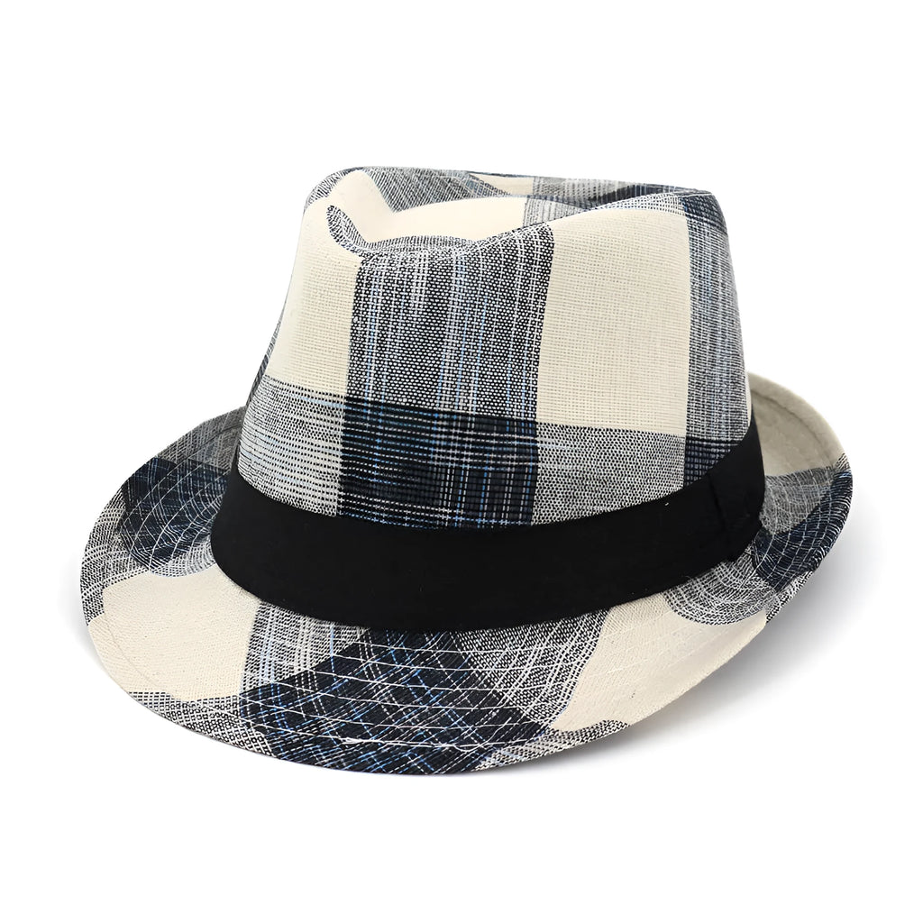 Blue polyester sun hat with a bell crown and wide brim for outdoor sun protection.