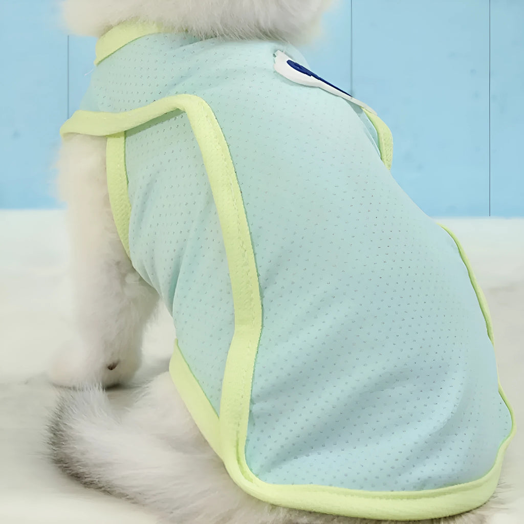 Grass green polyester cat vest summer pet clothing anti-lint design