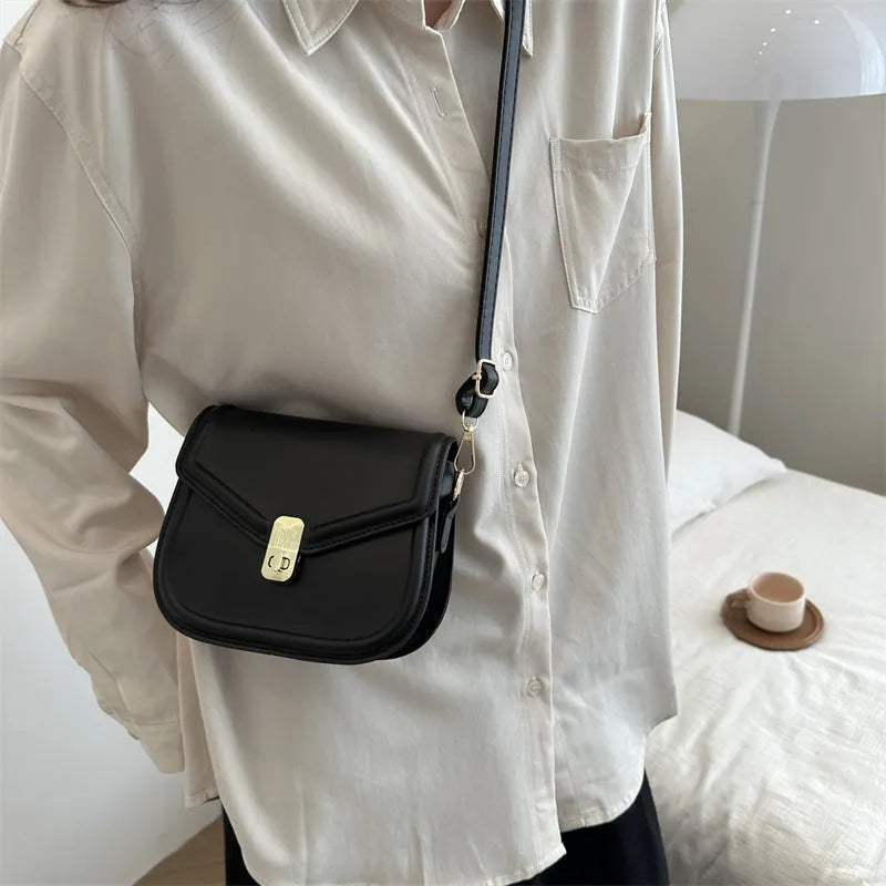 Soft PU leather clamshell messenger bag with horizontal square shape in four colour options
