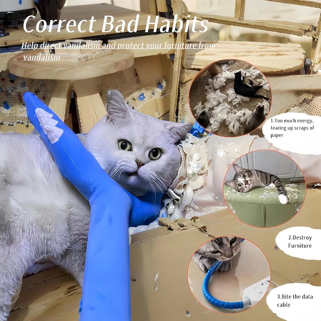 70cm blue plush cat wand toy with oversized design for indoor pet play