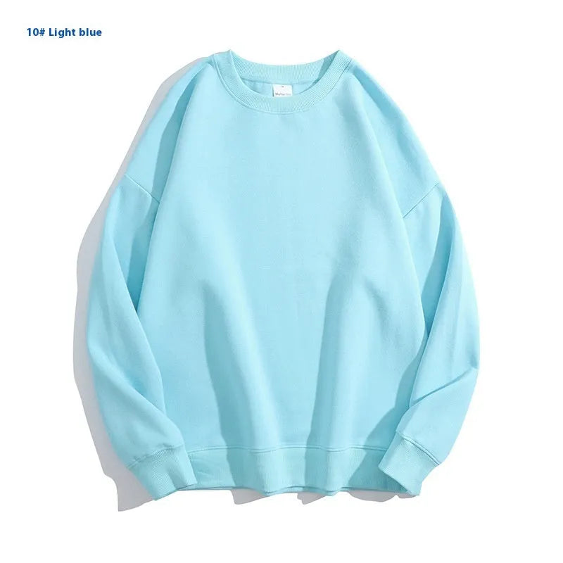 Cotton loose fit off shoulder sweater with round neck and long sleeves in various solid colours