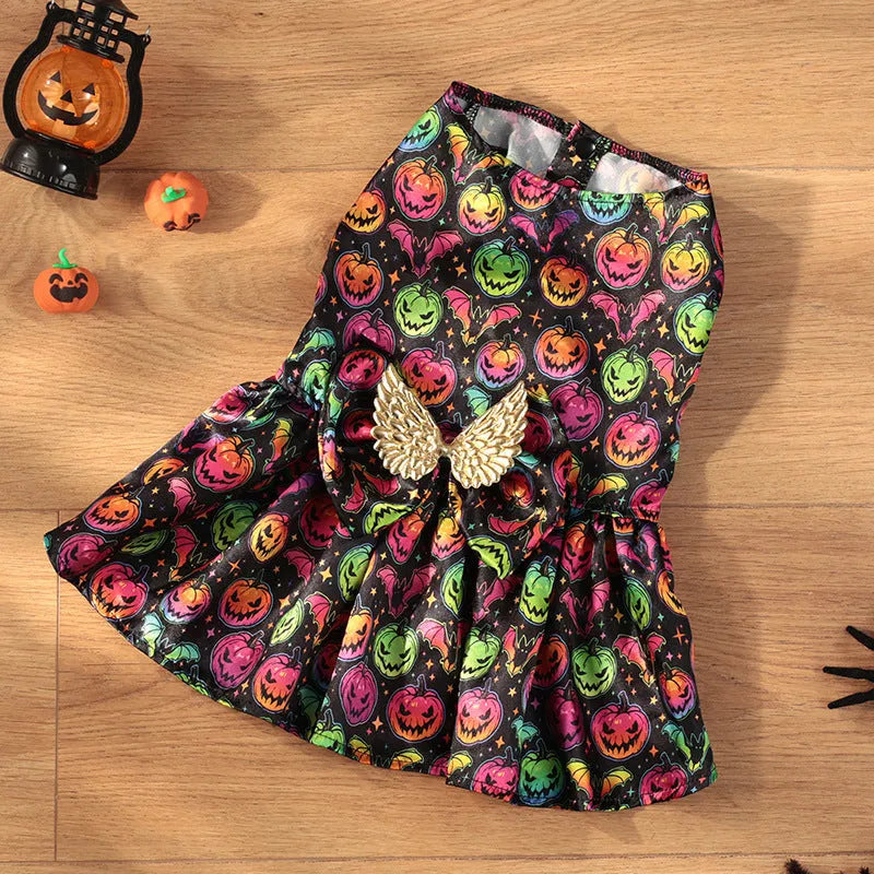 Angel wings Halloween costume for dogs in bright pumpkin colour with polyester fabric