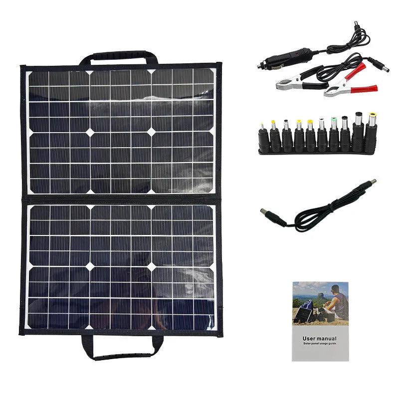Black 40W portable folding solar panel bag with compact 425x285x8mm folded dimensions