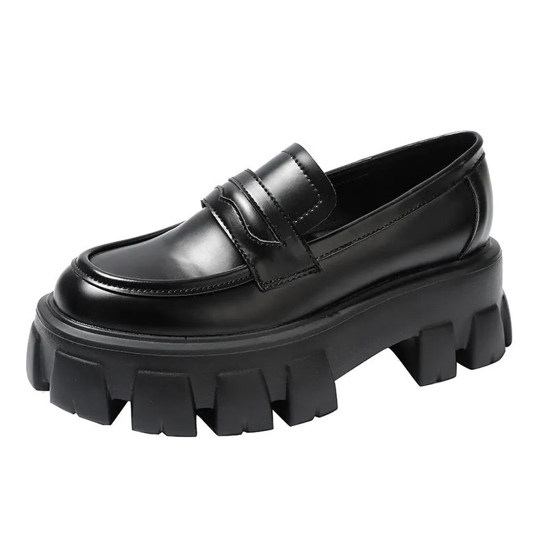 British style wide fit loafers in patent leather or matte finish with rubber sole and shallow opening