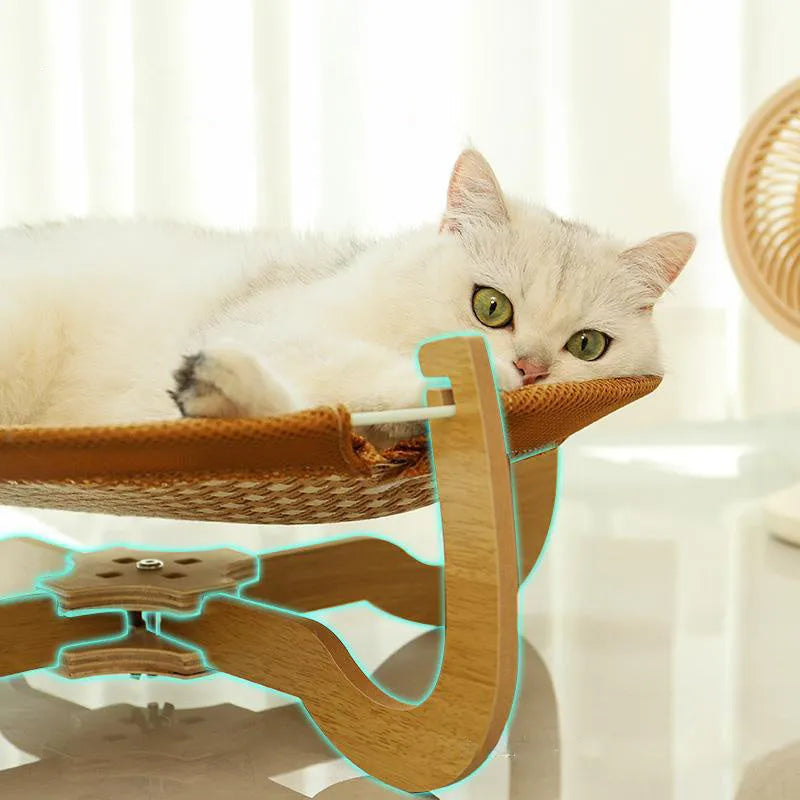 Brown woven rattan pet cooling bed hammock measuring 46cm square and 17.5cm high.