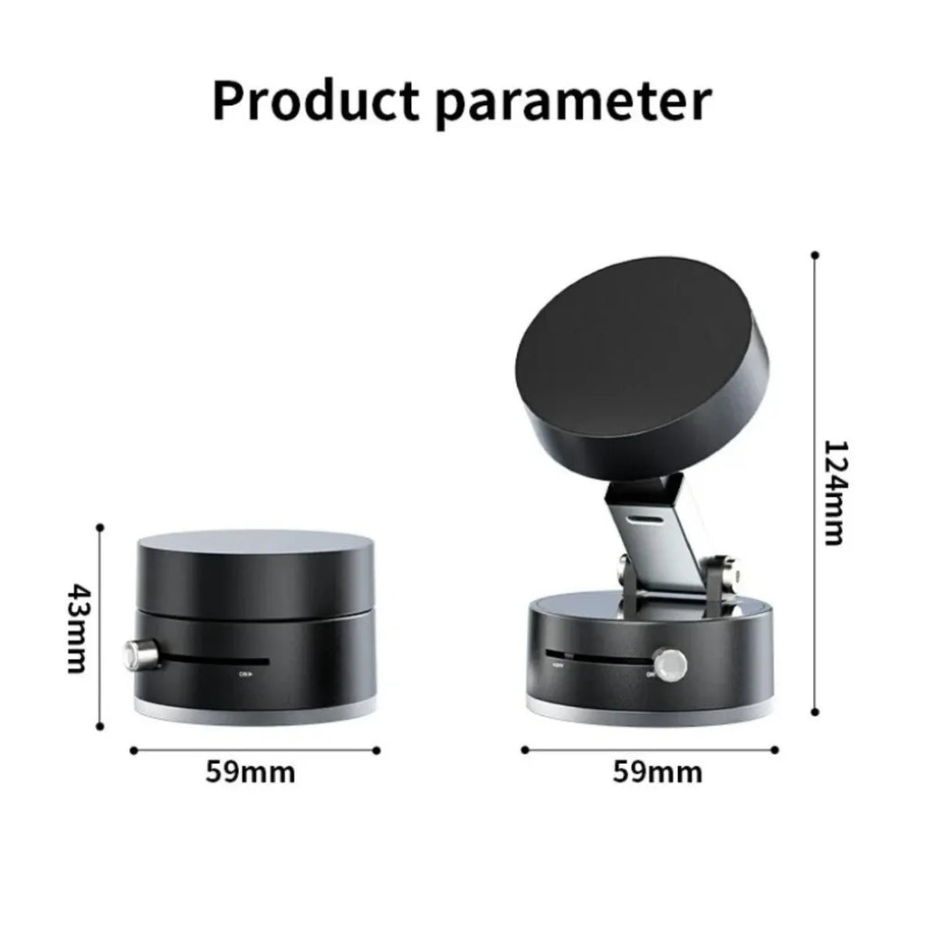 Ultra magnetic foldable car phone mount with vacuum suction cup and 360 degree rotation in black