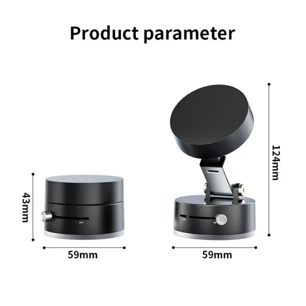 Ultra magnetic foldable car phone mount with vacuum suction cup and 360 degree rotation in black