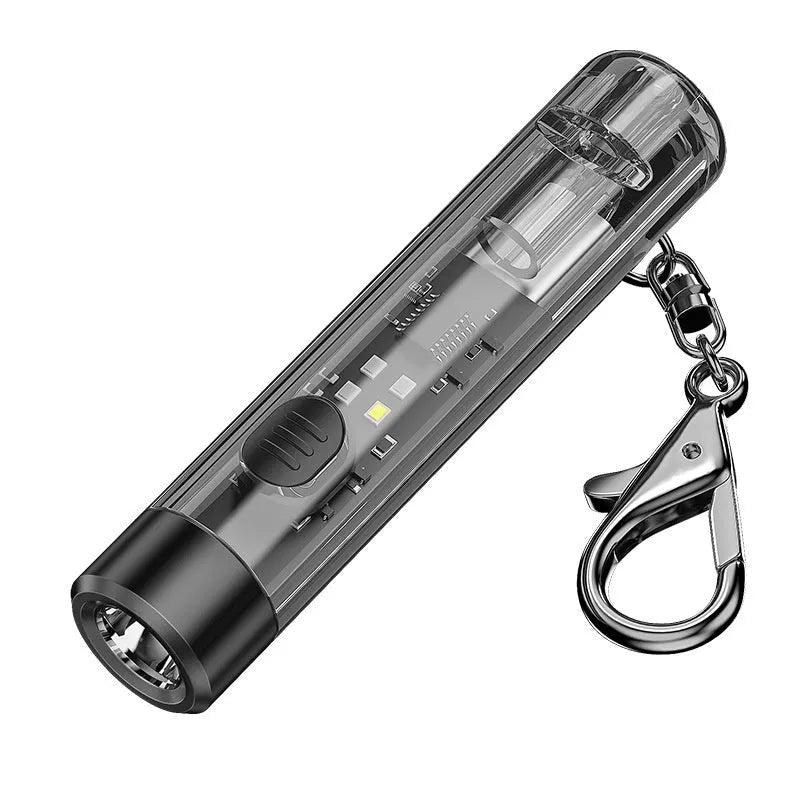 Black plastic USB rechargeable 1W portable flashlight with built-in 200mAh battery
