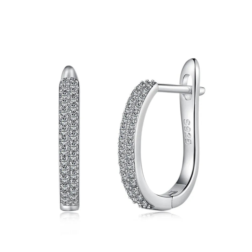 Women's 925 silver electroplated U-shaped geometric text ear clips clip-on earrings