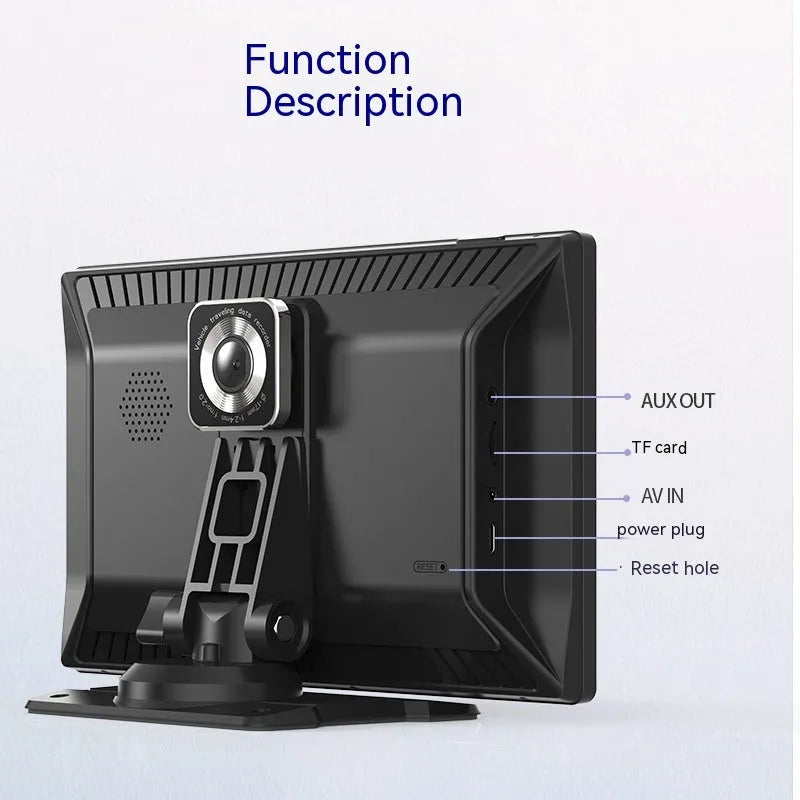 9-inch Carplay dashcam with dual lens 2.5K front and 1080P rear, touchscreen, centre console mount