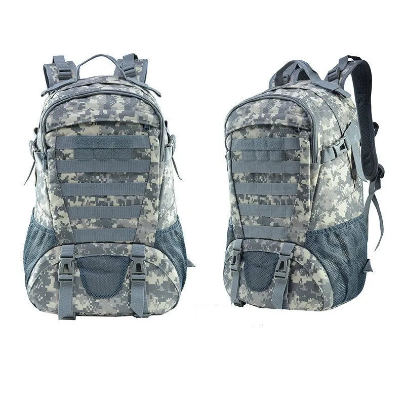 Oxford cloth mountaineering backpack in tactical camouflage colour with air pillow belt system