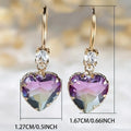 Fashion glass crystal love heart earrings for women, coloured glaze heart shape, blue water drop colour