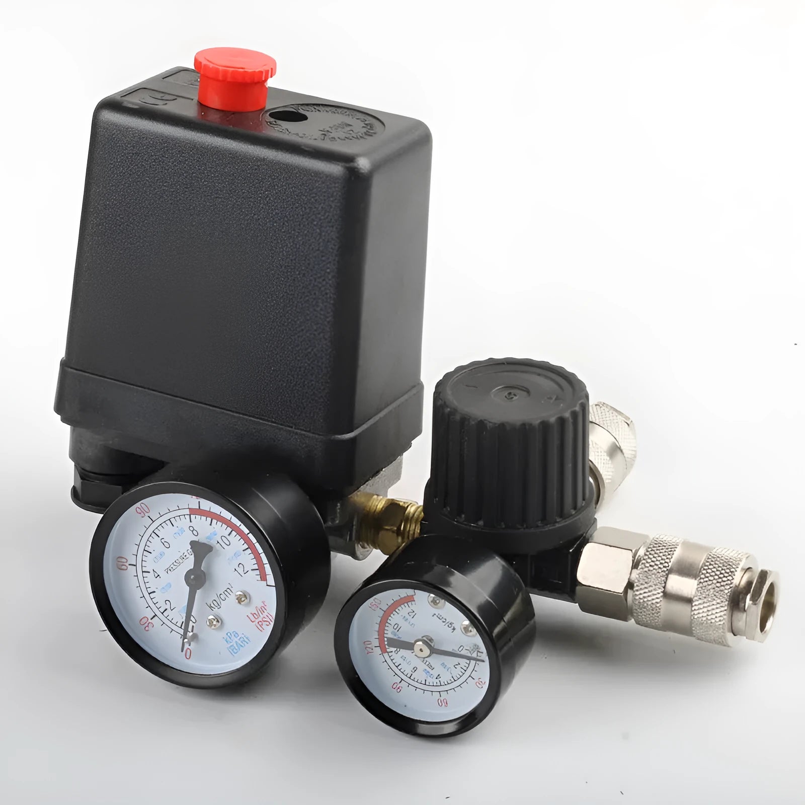 Air compressor pressure switch assembly with adjustable 0.5-0.8 MPA range and dual 220V 380V voltage compatibility