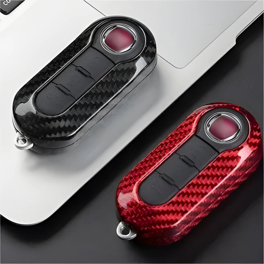 Carbon fiber key cover shell replacement set in black finish