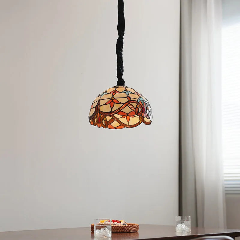 MD1027 hand-woven glass pendant lamp with Mediterranean design, ABS chassis, for bedroom or dining room