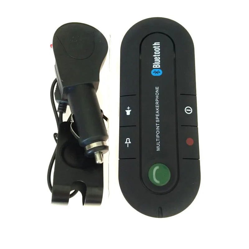 Black Bluetooth handsfree sun visor music player clipped to car sun visor with ABS housing