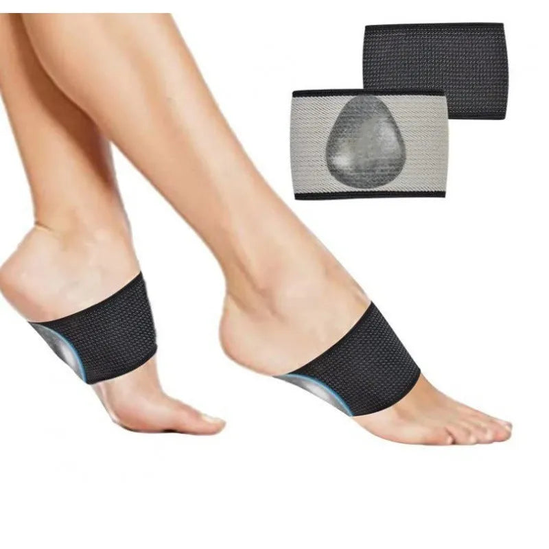 Elastic foot bandage with heart-shaped pad providing arch support for flat foot correction