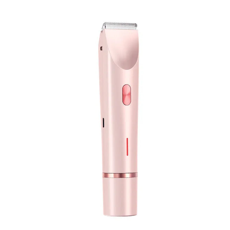 2-in-1 women's electric body hair trimmer double head shaver USB rechargeable pink for wet dry use on bikini line legs underarms