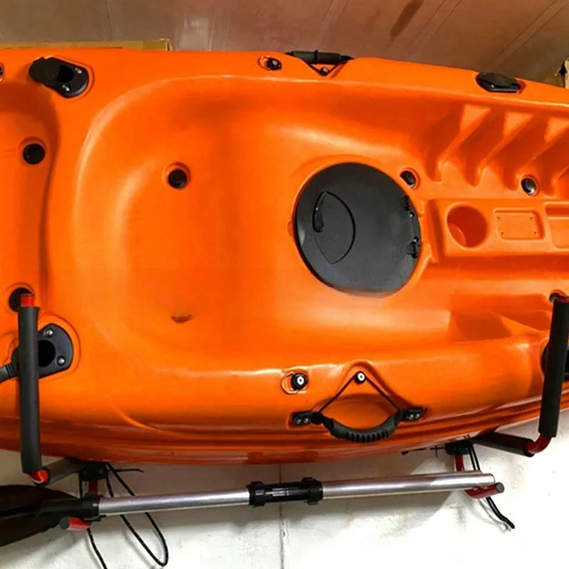 Carbon steel kayak wall hanger for garage storage of kayaks and surfboards