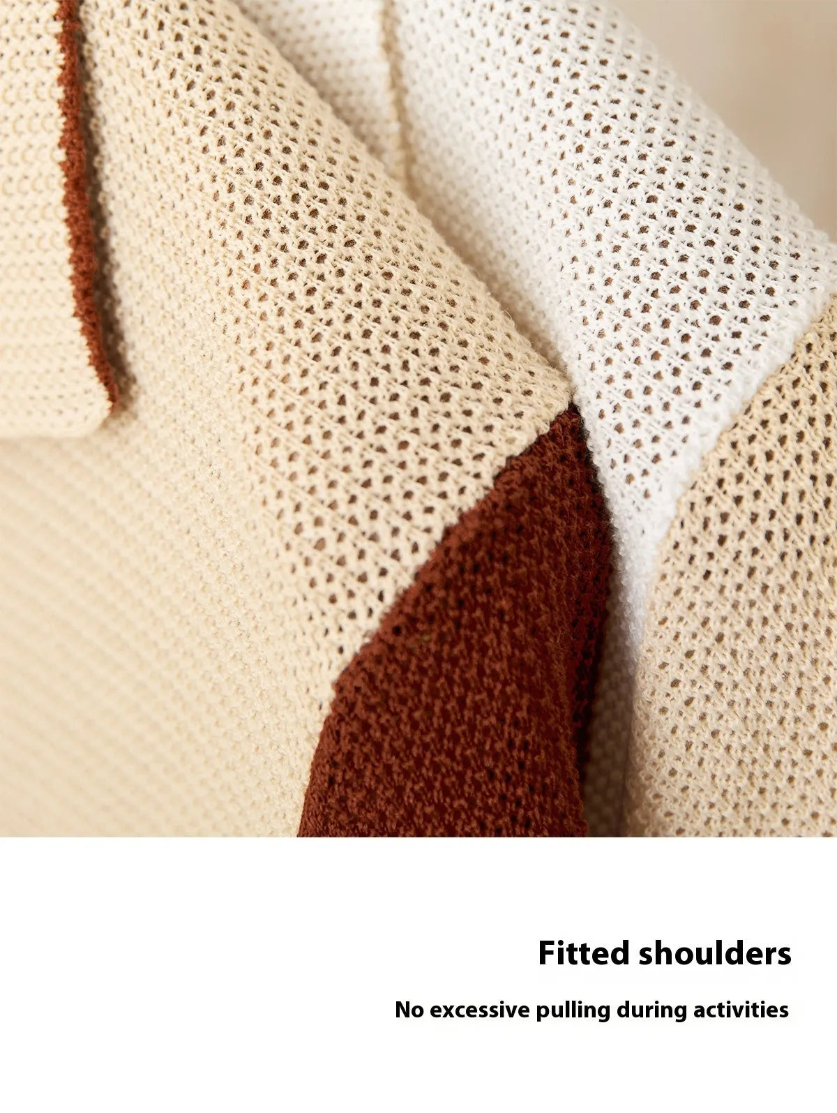 Hollow cotton and linen lapel short-sleeved cardigan knitted top in beige and chocolate colours