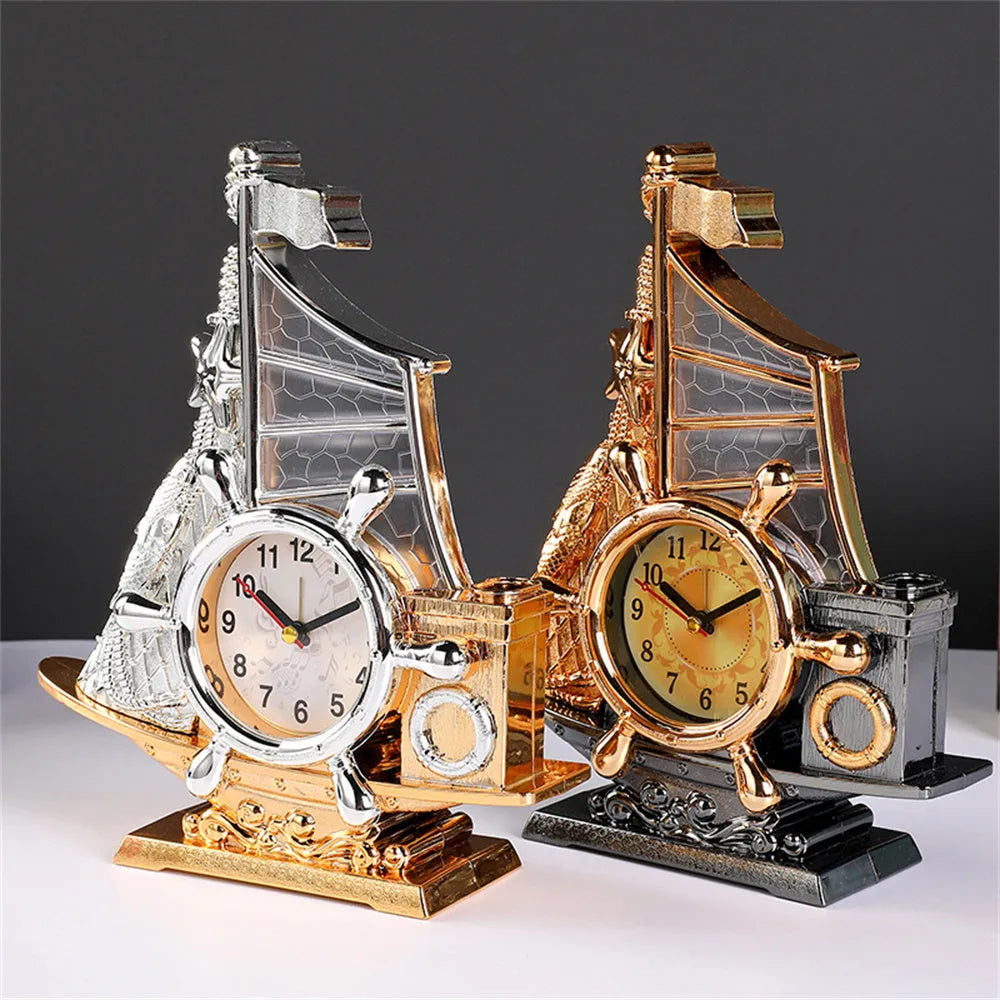 Fashion bedroom alarm clock creative home decor plastic clock gold or silver finish on desk